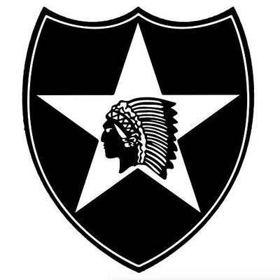 2nd Infantry Division - Indianhead - Die Cut Vinyl Decal - 3.9" W X 5.5" H Black