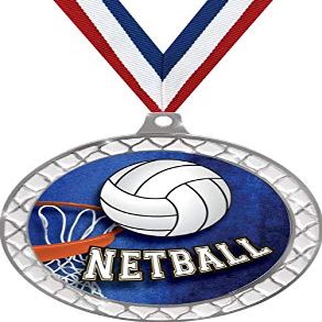 Netball White Trellis Medal Silver, 2.5" Netball Prizes, Kids Netball Trophy Medal Awards 100 Pack Prime