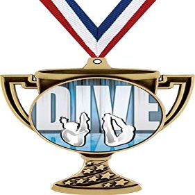 Diving Trophy Cup Medal Gold, 3" Swim Dive Team Prizes, Kids Swimming Trophy Medal Awards 100 Pack