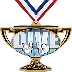 Diving Trophy Cup Medal Gold, 3" Swim Dive Team Prizes, Kids Swimming Trophy Medal Awards 100 Pack