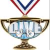 Diving Trophy Cup Medal Gold, 3" Swim Dive Team Prizes, Kids Swimming Trophy Medal Awards 100 Pack view 1