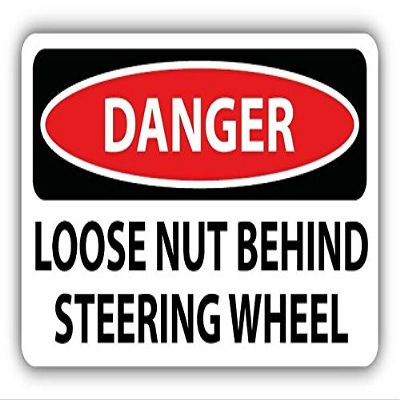 Zirni Danger Loose Nut Behind Steering Wheel Slogan Sign Sticker Decal Design