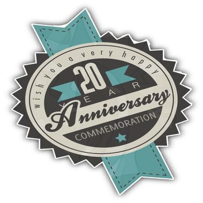Zirni Anniversary 20 Twenty Year Commemoration Label Sticker Decal Design