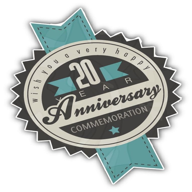 Zirni Anniversary 20 Twenty Year Commemoration Label Sticker Decal Design