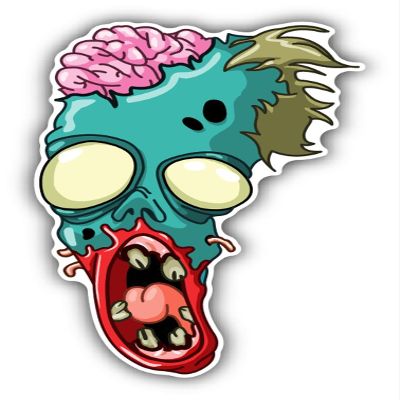 Zombie Head Cry Crazy Sticker Decal Design