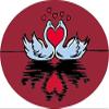Zirni Swans in Love Hearts Sticker Decal Design view 1
