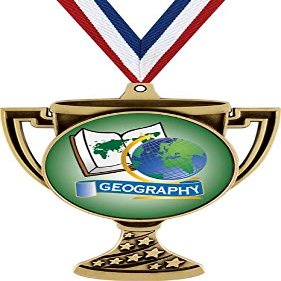 Geography Trophy Cup Medal Gold, 3" Kids Education Prizes, Kids Academic Trophy Medal Awards 100 Pack