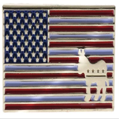 Democrat USA Flag With Donkey Hat or Lapel Pin PMS1771 F2D33N