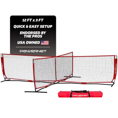 PowerNet 4 Way Net, Portable Indoor & Outdoor Tennis & Soccer Trainer, Training Equipment for Adults and Kids, Goals for Backyard, Park or Beach (12 FT)