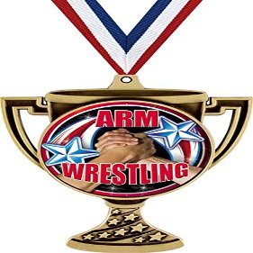 Arm Wrestling Trophy Cup Medal Gold, 3" Wrestling Prizes, Kids Arm Wrestler Trophy Medal Awards 50 Pack Prime