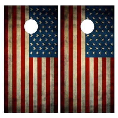 JS Artworks Vintage American US Flag USA United States Cornhole Board Vinyl Decal Wrap Sticker Skin