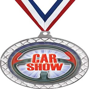 Car Show White Trellis Medal Silver, 2.5" Auto Show Prizes, Kids Car Trophy Medal Awards 100 Pack Prime