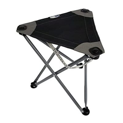 Travel Chair Big Slacker Stool, Portable Tripod Chair for Outdoor Adventures, Quick Folding Fishing Camping Travel Stool, Black & Gray