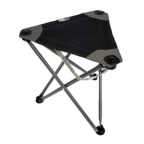 Travel Chair Big Slacker Stool, Portable Tripod Chair for Outdoor Adventures, Quick Folding Fishing Camping Travel Stool, Black & Gray