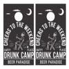 JS Artworks Skeleton Drunk Camp Weekend Funny Joke Cornhole Board Vinyl Decal Wrap Sticker Skin view 1