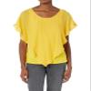 A. Byer Women's Juniors V Front Popover Top, Mango, Small view 3