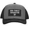 Air-Table Operator AF - Leather Black Patch Engraved Trucker Hat, Grey-Steel, One Size view 1