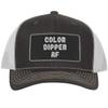 Color Dipper AF - Leather Black Patch Engraved Trucker Hat, Grey-White, One Size view 1
