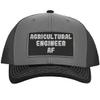 Agricultural Engineer AF - Leather Black Patch Engraved Trucker Hat, Grey-Steel, One Size view 1