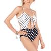 Hula Honey Juniors' Polka-Dotted Cutout One-Piece Swimsuit in White/Black (Small) view 1