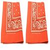 2 Pack M.H.I. 100% Cotton 22 x 22 In Bandana - Paisley and Solid Colors Available (Orange Paisley) view 1
