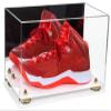 Better Display Cases Acrylic Large Shoe Display Case for Basketball Shoe Soccer Cleat Football Cleat with Mirror, Gold Risers and White Base (A013-GR) view 1