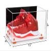 Better Display Cases Acrylic Large Shoe Display Case for Basketball Shoe Soccer Cleat Football Cleat with Mirror, Orange Risers and White Base (A013-OR) view 3