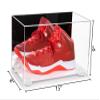 Better Display Cases Acrylic Large Shoe Display Case for Basketball Shoe Soccer Cleat Football Cleat with Mirror, White Risers and White Base (A013-WR) view 2