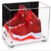 Better Display Cases Acrylic Large Shoe Display Case for Basketball Shoe Soccer Cleat Football Cleat with Mirror, Silver Risers and White Base (A013-SR) view 1