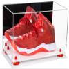 Better Display Cases Acrylic Large Shoe Display Case for Basketball Shoe Soccer Cleat Football Cleat with Mirror, Red Risers and White Base (A013-RR) view 1