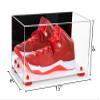 Better Display Cases Acrylic Large Shoe Display Case for Basketball Shoe Soccer Cleat Football Cleat with Mirror, Red Risers and White Base (A013-RR) view 2