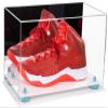 Better Display Cases Acrylic Large Shoe Display Case for Basketball Shoe Soccer Cleat Football Cleat with Mirror, Light Blue Risers and White Base (A013-BLR) view 1