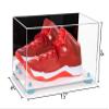 Better Display Cases Acrylic Large Shoe Display Case for Basketball Shoe Soccer Cleat Football Cleat with Mirror, Light Blue Risers and White Base (A013-BLR) view 2
