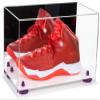 Better Display Cases Acrylic Large Shoe Display Case for Basketball Shoe Soccer Cleat Football Cleat with Mirror, Purple Risers and White Base (A013-PR) view 1