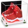 Better Display Cases Acrylic Large Shoe Display Case for Basketball Shoe Soccer Cleat Football Cleat with Mirror, Green Risers and White Base (A013-GRR) view 1