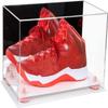 Better Display Cases Acrylic Large Shoe Display Case for Basketball Shoe Soccer Cleat Football Cleat with Mirror, Pink Risers and White Base (A013-PNR) view 1