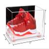 Better Display Cases Acrylic Large Shoe Display Case for Basketball Shoe Soccer Cleat Football Cleat with Mirror, Pink Risers and White Base (A013-PNR) view 2
