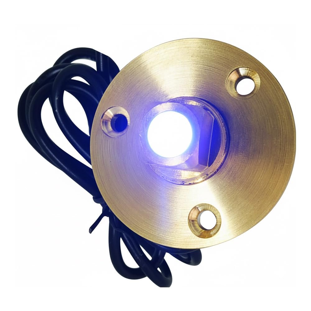 MARINE CITY Under Water LED Light Waterproof Brass Drain Plug  Corrosion-Resistant, 1 Inch Hole, Ideal for Boats, Yachts, Pools (Blue)