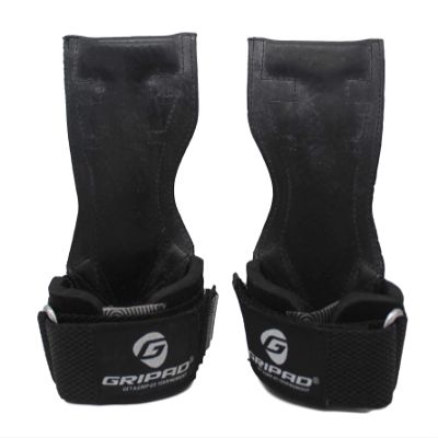 Gripad PRO Weight Lifting Gloves | Heavy Duty Straps | Alternative Power Lifting Hooks | Best for Deadlifts | Adjustable Neoprene Padded Wrist Wraps Support Bodybuilding (Black, Medium)