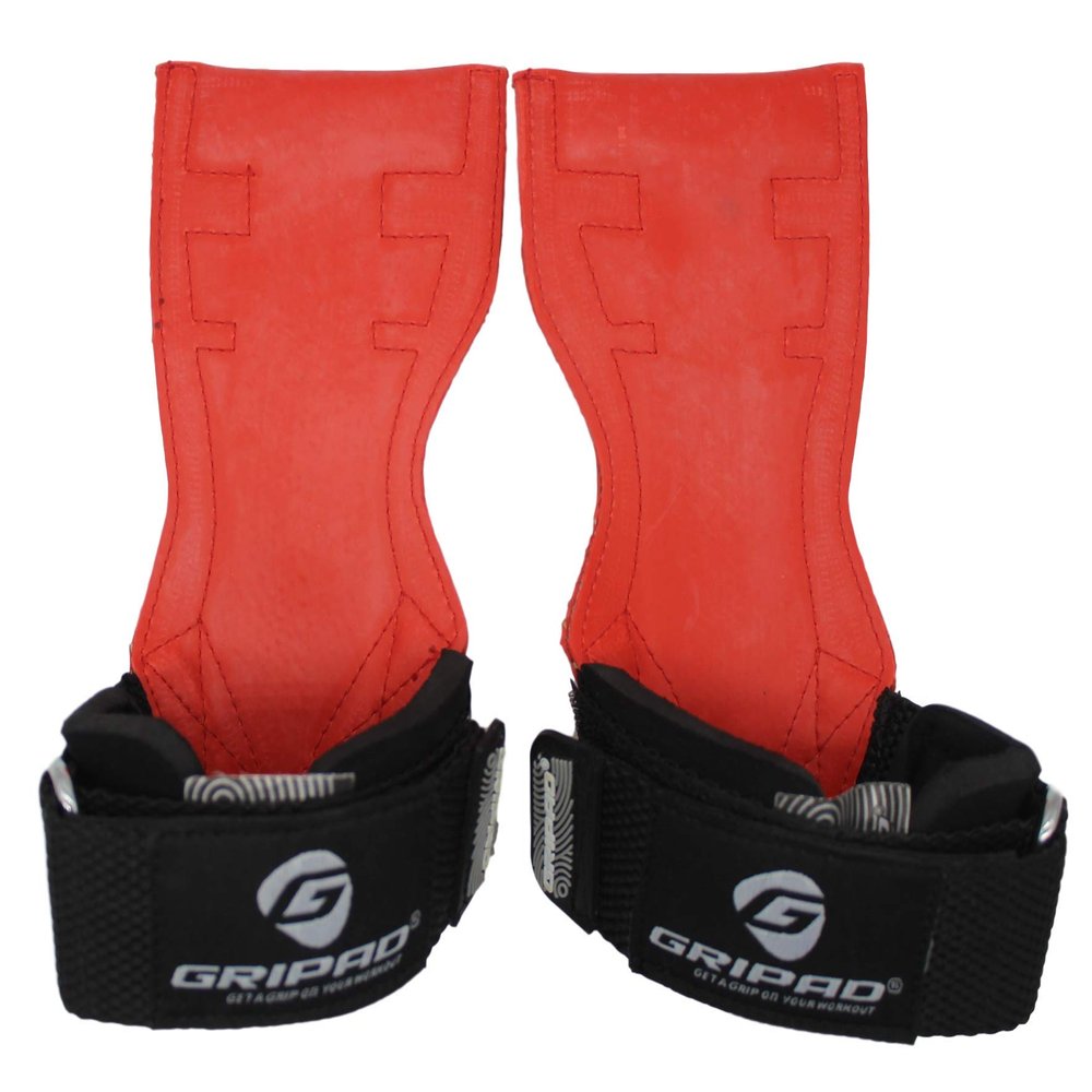 Gripad PRO Weight Lifting Gloves | Heavy Duty Straps | Alternative Power Lifting Hooks | Best for Deadlifts | Adjustable Neoprene Padded Wrist Wraps Support Bodybuilding (Red, Large)
