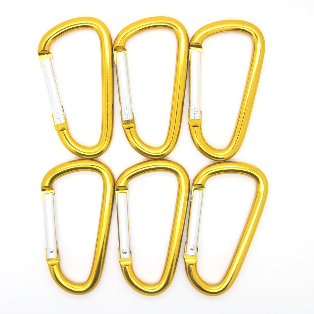 3" Aluminum Carabiner D Shape Buckle Pack, Keychain Clip, Spring Snap Key Chain Clip Hook Buckle (Gold 3" (100 Pack))