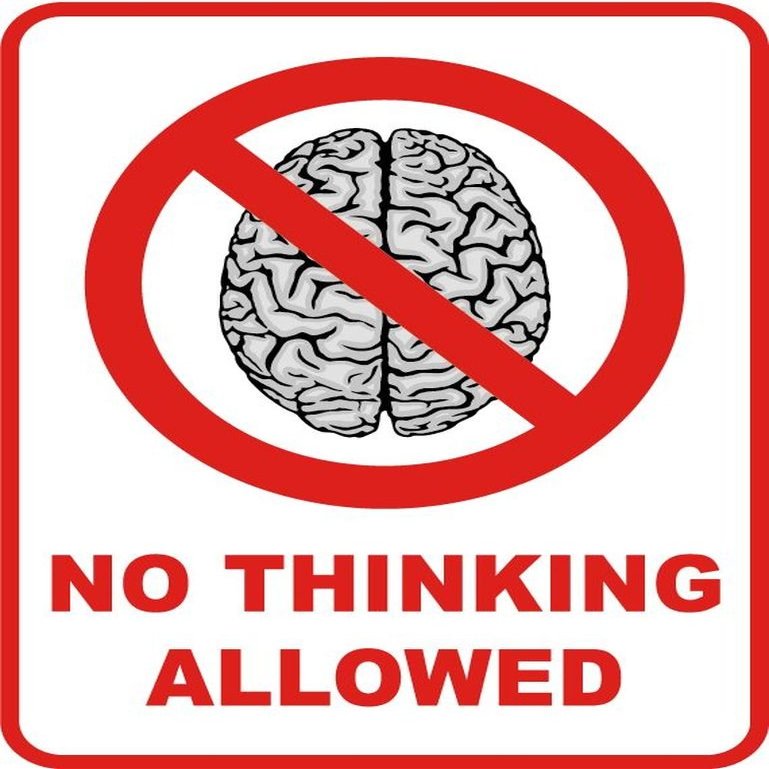 Ban Stop Attention Sign No Thinking Allowed Sticker Decal Design