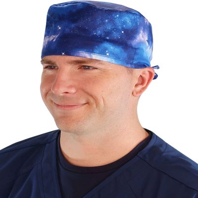 Sparkling EARTH Unisex Classic Surgical Style Scrub Working Cap - 100% Cotton - Made in The USA! (1, Starry Sky)
