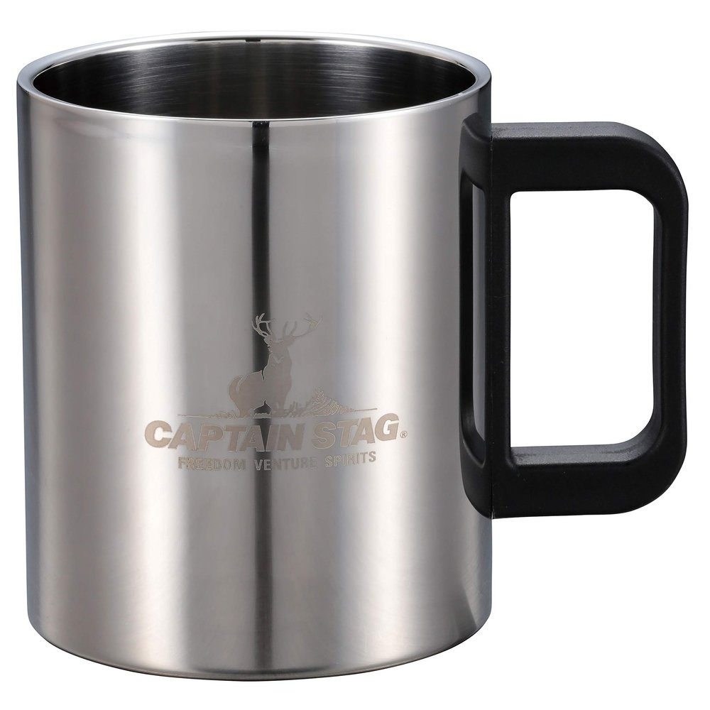 Captain Stag UH-2010 Outdoor Cup, Mug, Cup, Tumbler, 16.1 fl oz (470 ml), Double Stainless Steel, Hollow Double Wall Construction, Stainless Steel, New Murray