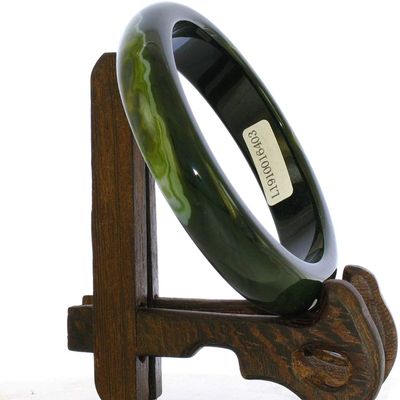 2.4" China Certified Nature Green Chalcedony Jade Women's Bangle Bracelets 6403