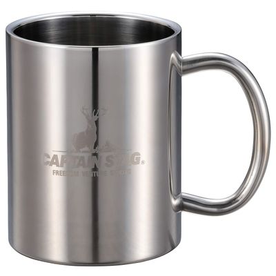 Captain Stag UH-2007 Outdoor Cup, Mug, Cup, Tumbler, 11.8 fl oz (350 ml), Double Stainless Steel, Hollow Double Wall Construction, Stainless Steel