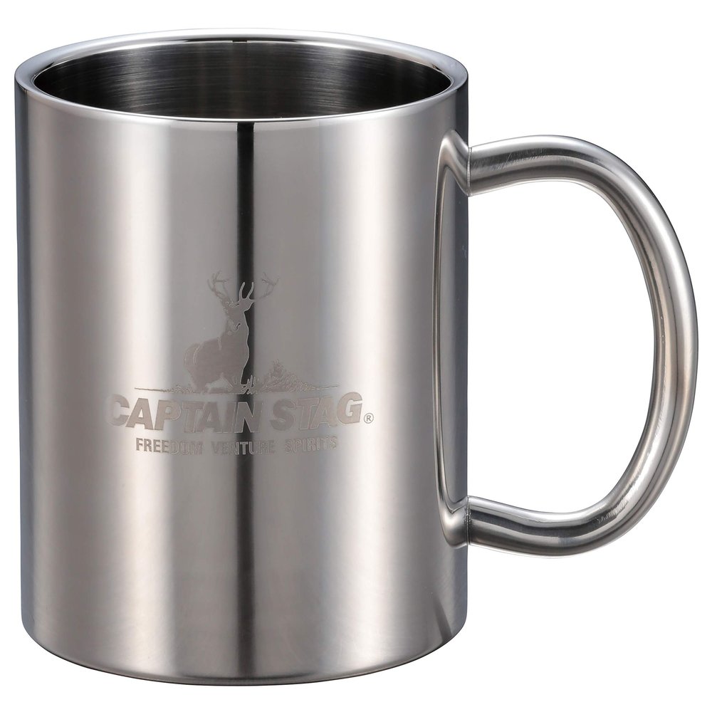 Captain Stag UH-2007 Outdoor Cup, Mug, Cup, Tumbler, 11.8 fl oz (350 ml), Double Stainless Steel, Hollow Double Wall Construction, Stainless Steel