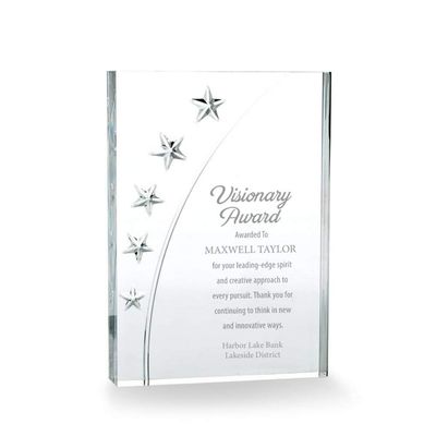 Baudville Engraved Trophy - Clear Acrylic - Star Accents - Award for Employees - Personalized Engraving