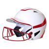 Champro HX Rise Pro Fastpitch Softball Batting Helmet with Facemask in Two-Tone Color Glossy Finish, White, Scarlet, Senior (HXFPG2SCS) view 1