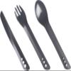 Lifeventure Ellipse Plastic Interlocking Cutlery Set for Camping, Travel & Outdoor - Graphite view 1
